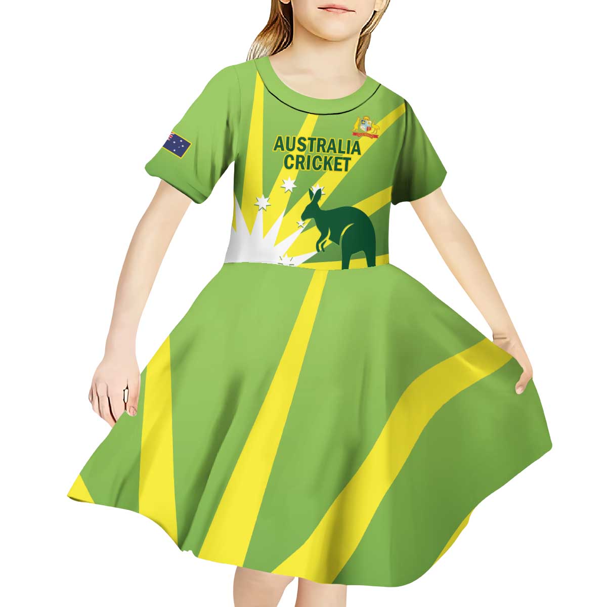 Custom Australia Cricket Kid Short Sleeve Dress Go Champions Aussies - Vibe Hoodie Shop