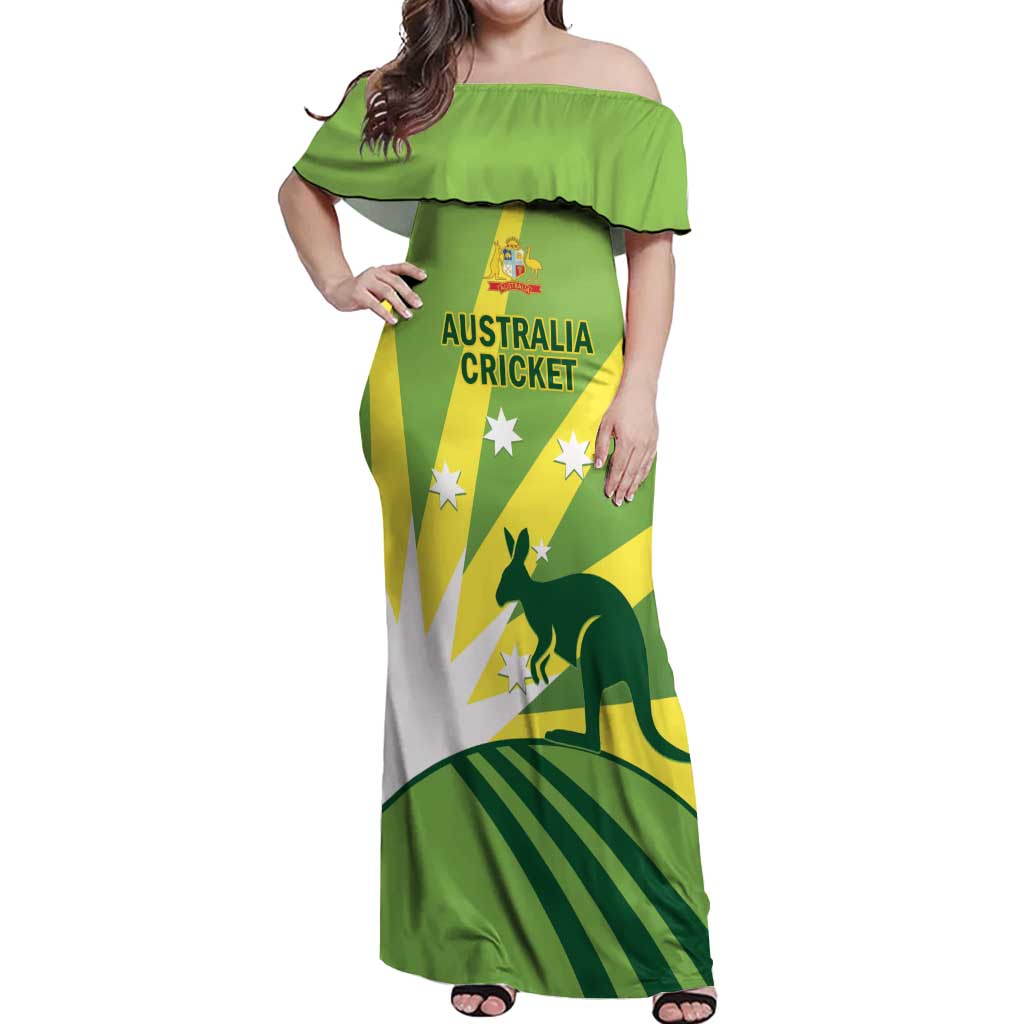 Custom Australia Cricket Off Shoulder Maxi Dress Go Champions Aussies