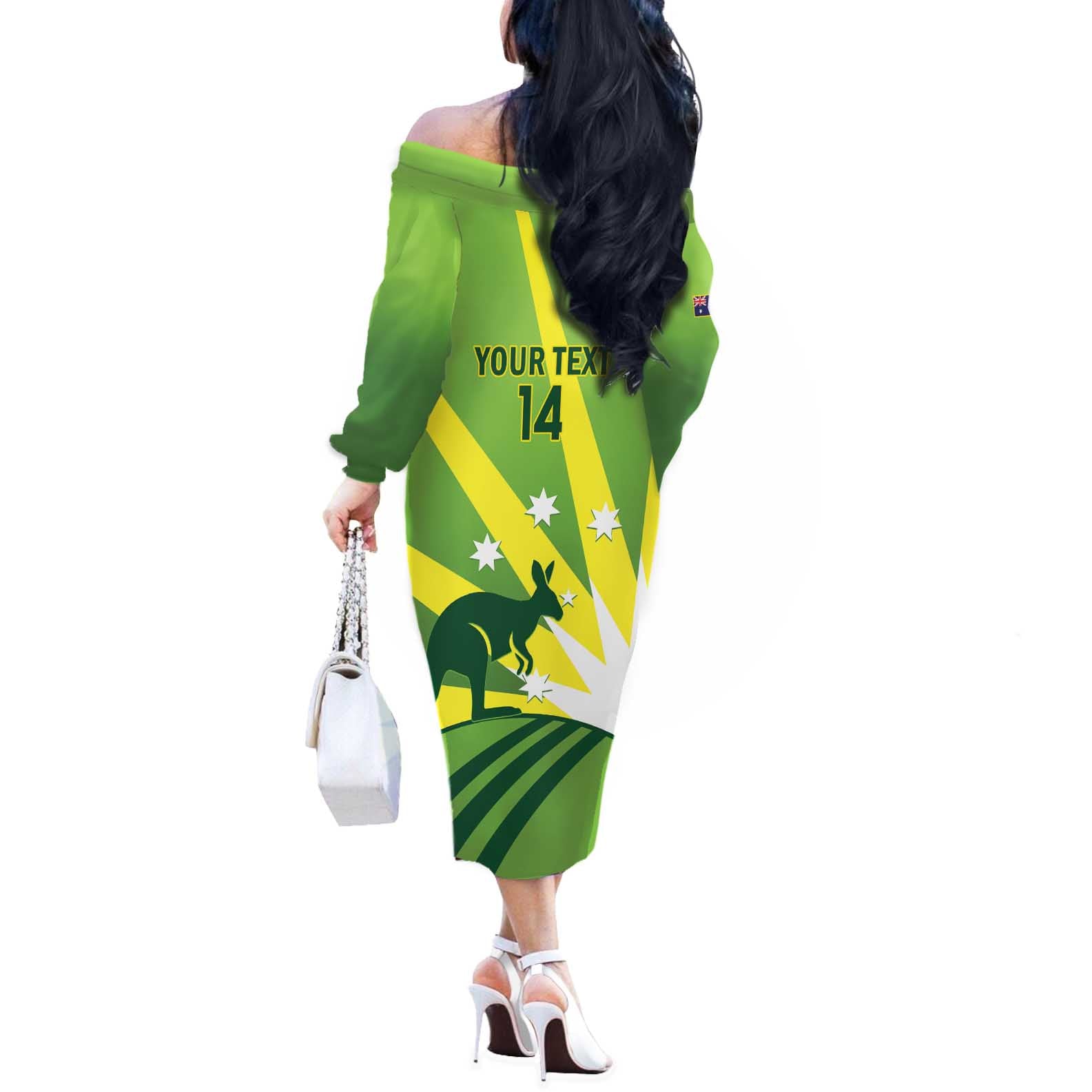 Custom Australia Cricket Off The Shoulder Long Sleeve Dress Go Champions Aussies