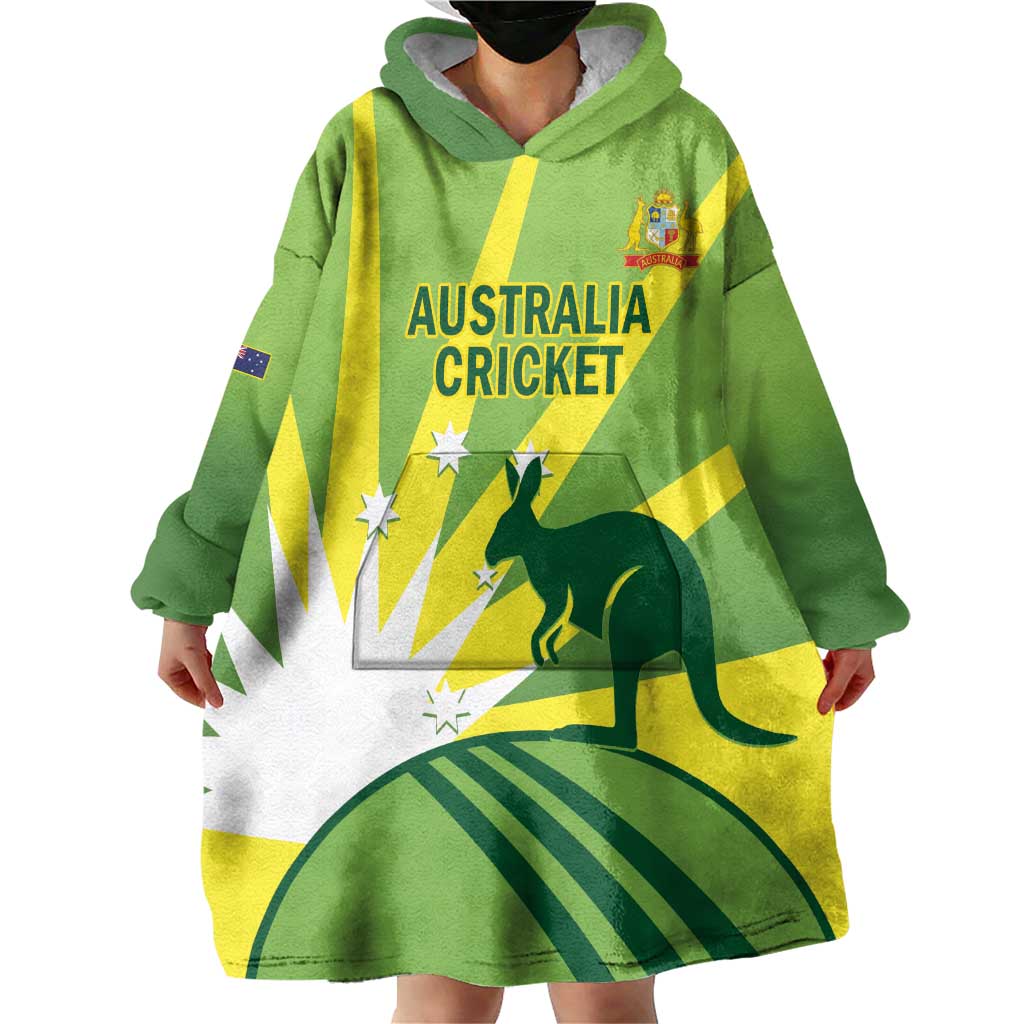 Custom Australia Cricket Wearable Blanket Hoodie Go Champions Aussies - Vibe Hoodie Shop