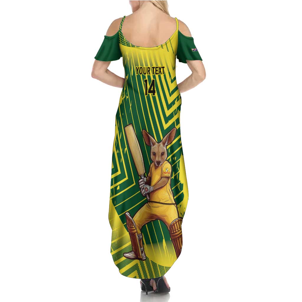 Custom Australia Cricket Family Matching Summer Maxi Dress and Hawaiian Shirt Aussie Baggy Greens - Kangaroo Mascot Style