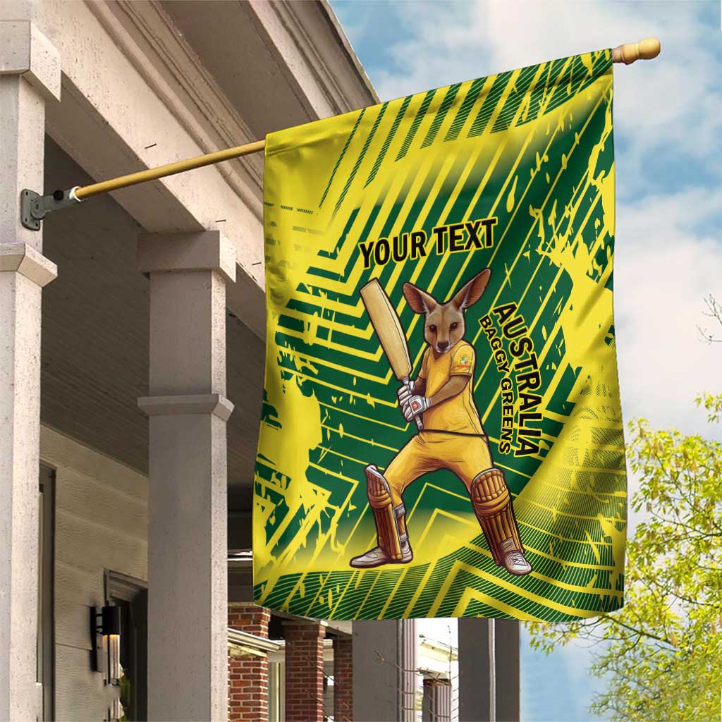 Custom Australia Cricket Garden Flag Aussie Baggy Greens - Kangaroo Mascot Style - Vibe Hoodie Shop