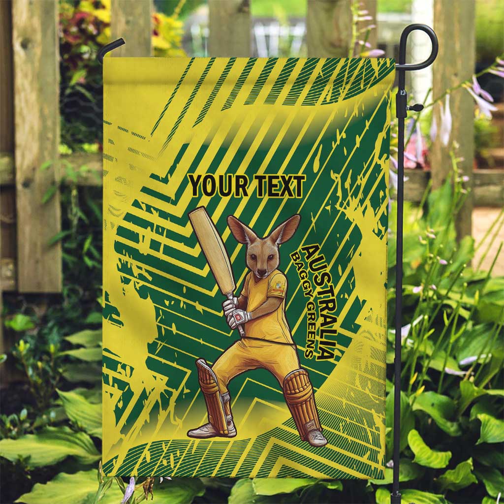 Custom Australia Cricket Garden Flag Aussie Baggy Greens - Kangaroo Mascot Style - Vibe Hoodie Shop