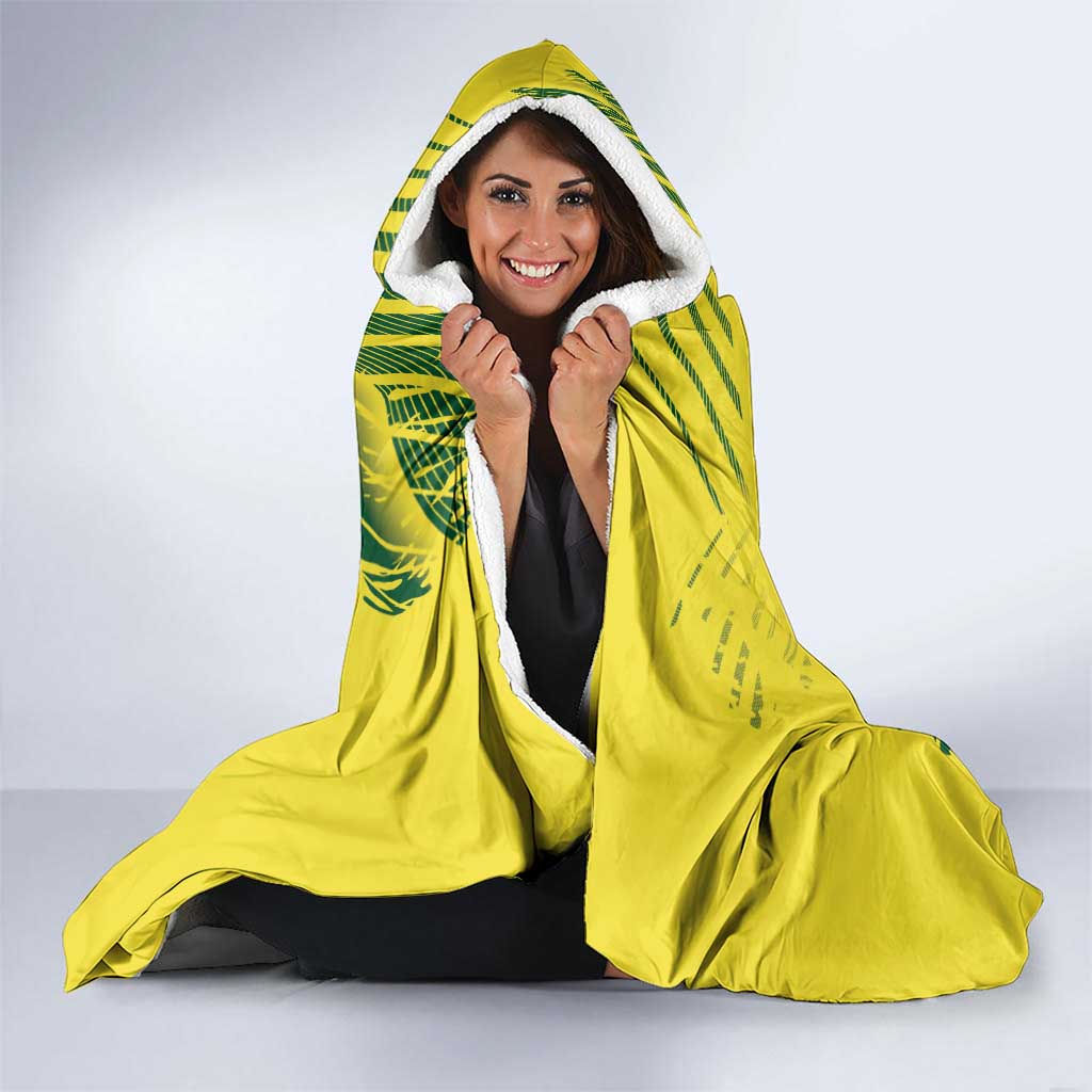 Custom Australia Cricket Hooded Blanket Aussie Baggy Greens - Kangaroo Mascot Style