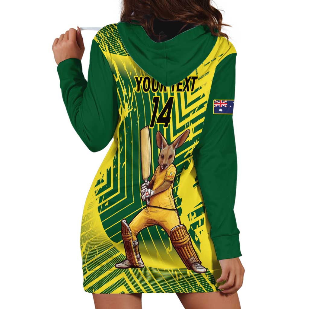 Custom Australia Cricket Hoodie Dress Aussie Baggy Greens - Kangaroo Mascot Style - Vibe Hoodie Shop