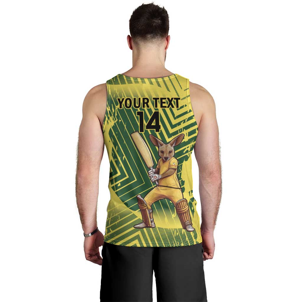 Custom Australia Cricket Men Tank Top Aussie Baggy Greens - Kangaroo Mascot Style - Vibe Hoodie Shop