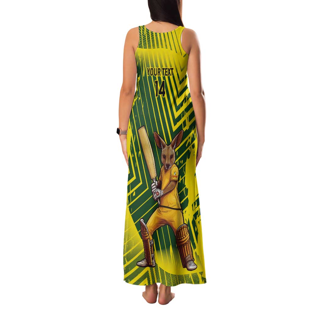 Custom Australia Cricket Tank Maxi Dress Aussie Baggy Greens - Kangaroo Mascot Style