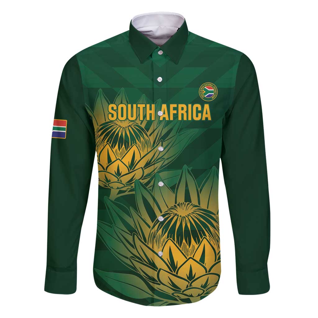 Custom South Africa Cricket Family Matching Long Sleeve Bodycon Dress and Hawaiian Shirt Go Champions Proteas