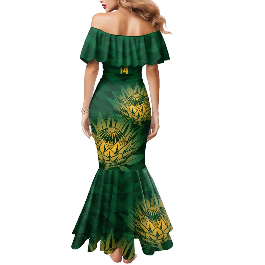 Custom South Africa Cricket Family Matching Mermaid Dress and Hawaiian Shirt Go Champions Proteas