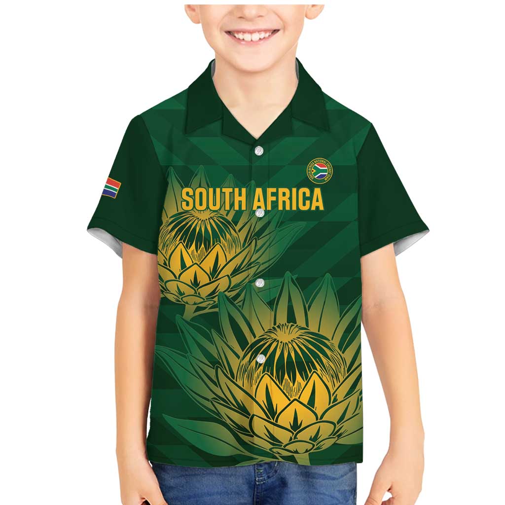 Custom South Africa Cricket Family Matching Mermaid Dress and Hawaiian Shirt Go Champions Proteas