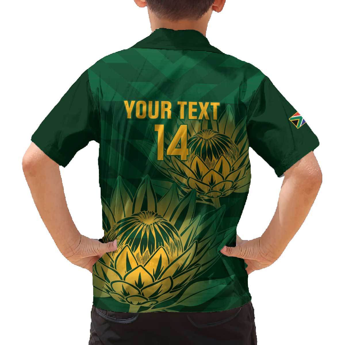 Custom South Africa Cricket Family Matching Off The Shoulder Long Sleeve Dress and Hawaiian Shirt Go Champions Proteas