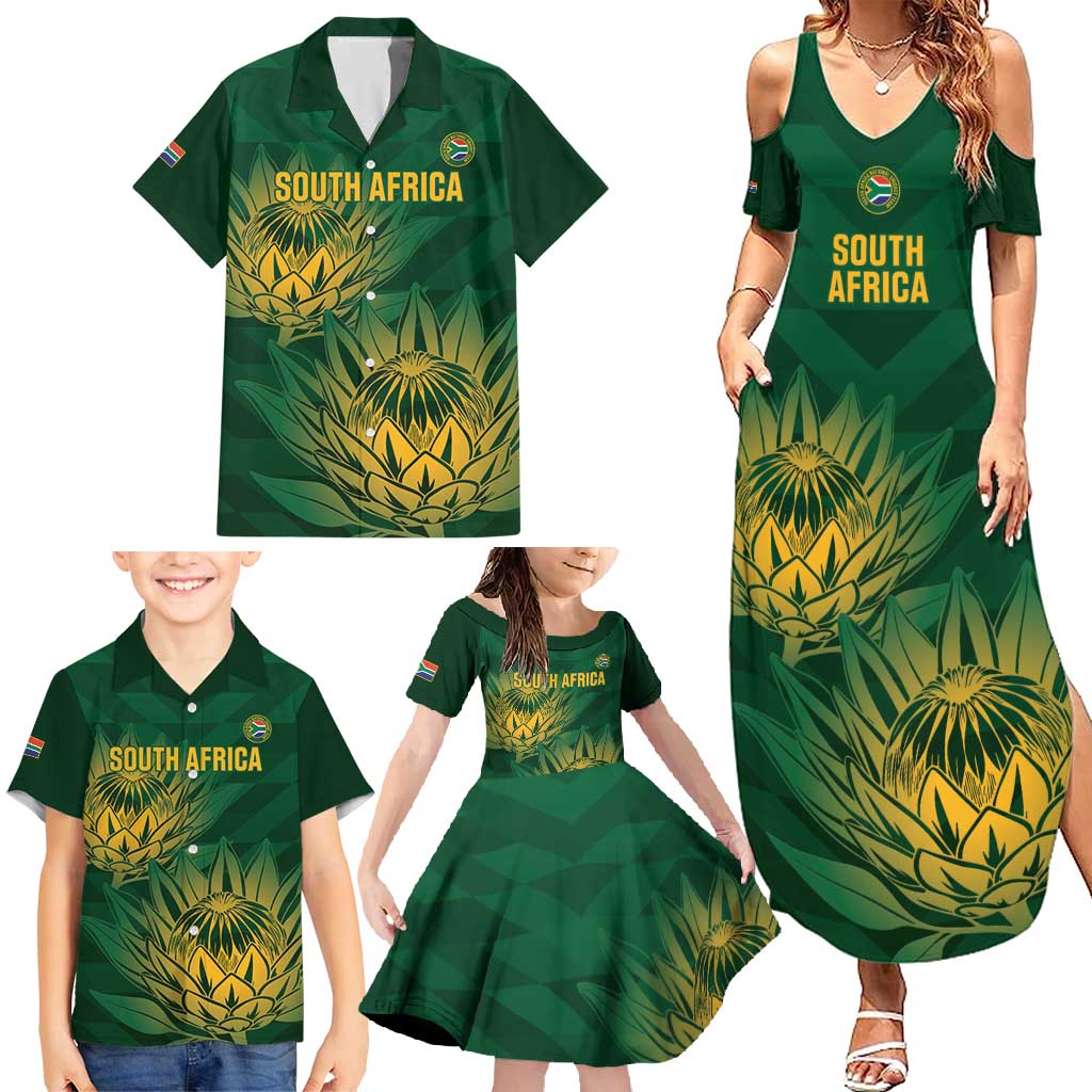 Custom South Africa Cricket Family Matching Summer Maxi Dress and Hawaiian Shirt Go Champions Proteas