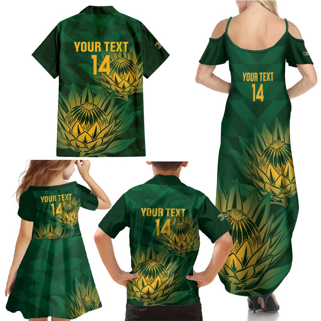 Custom South Africa Cricket Family Matching Summer Maxi Dress and Hawaiian Shirt Go Champions Proteas