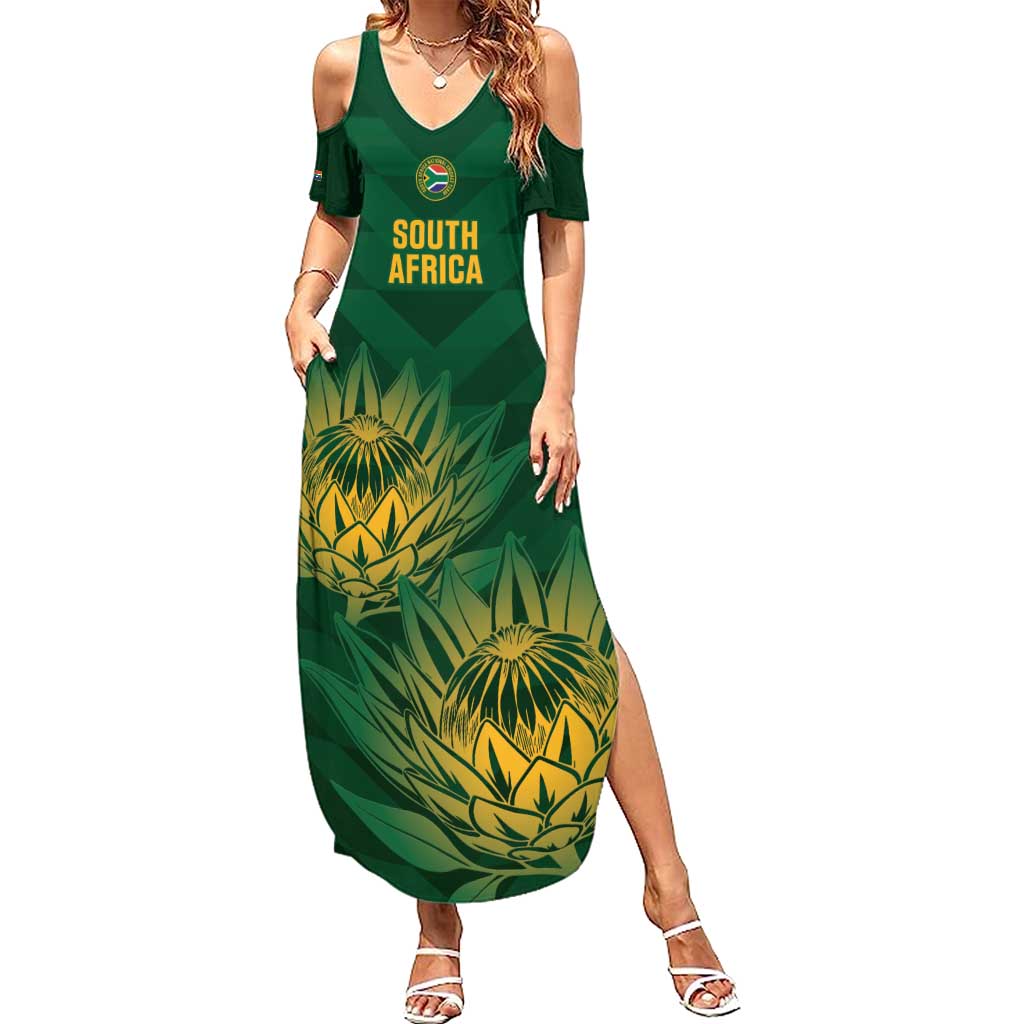 Custom South Africa Cricket Family Matching Summer Maxi Dress and Hawaiian Shirt Go Champions Proteas