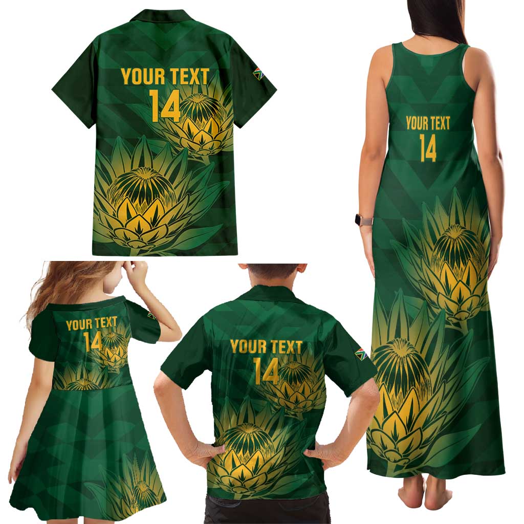 Custom South Africa Cricket Family Matching Tank Maxi Dress and Hawaiian Shirt Go Champions Proteas