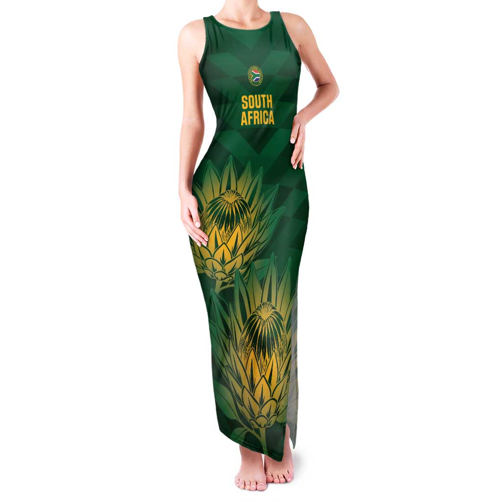 Custom South Africa Cricket Family Matching Tank Maxi Dress and Hawaiian Shirt Go Champions Proteas