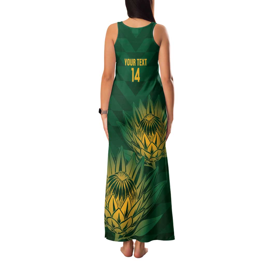 Custom South Africa Cricket Family Matching Tank Maxi Dress and Hawaiian Shirt Go Champions Proteas