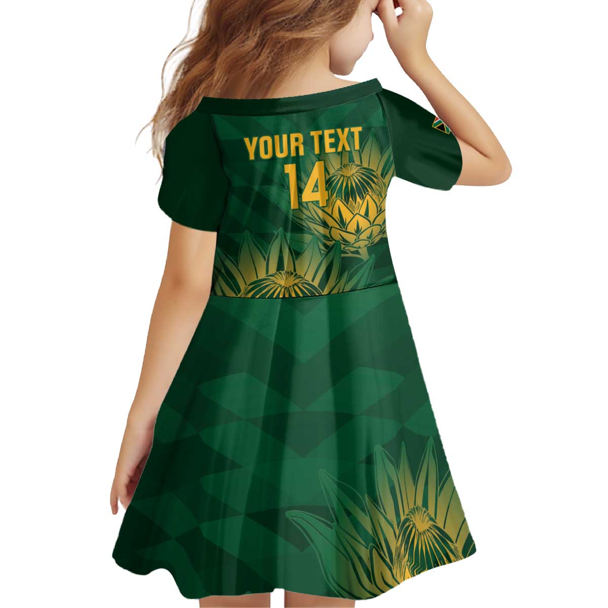 Custom South Africa Cricket Kid Short Sleeve Dress Go Champions Proteas - Vibe Hoodie Shop