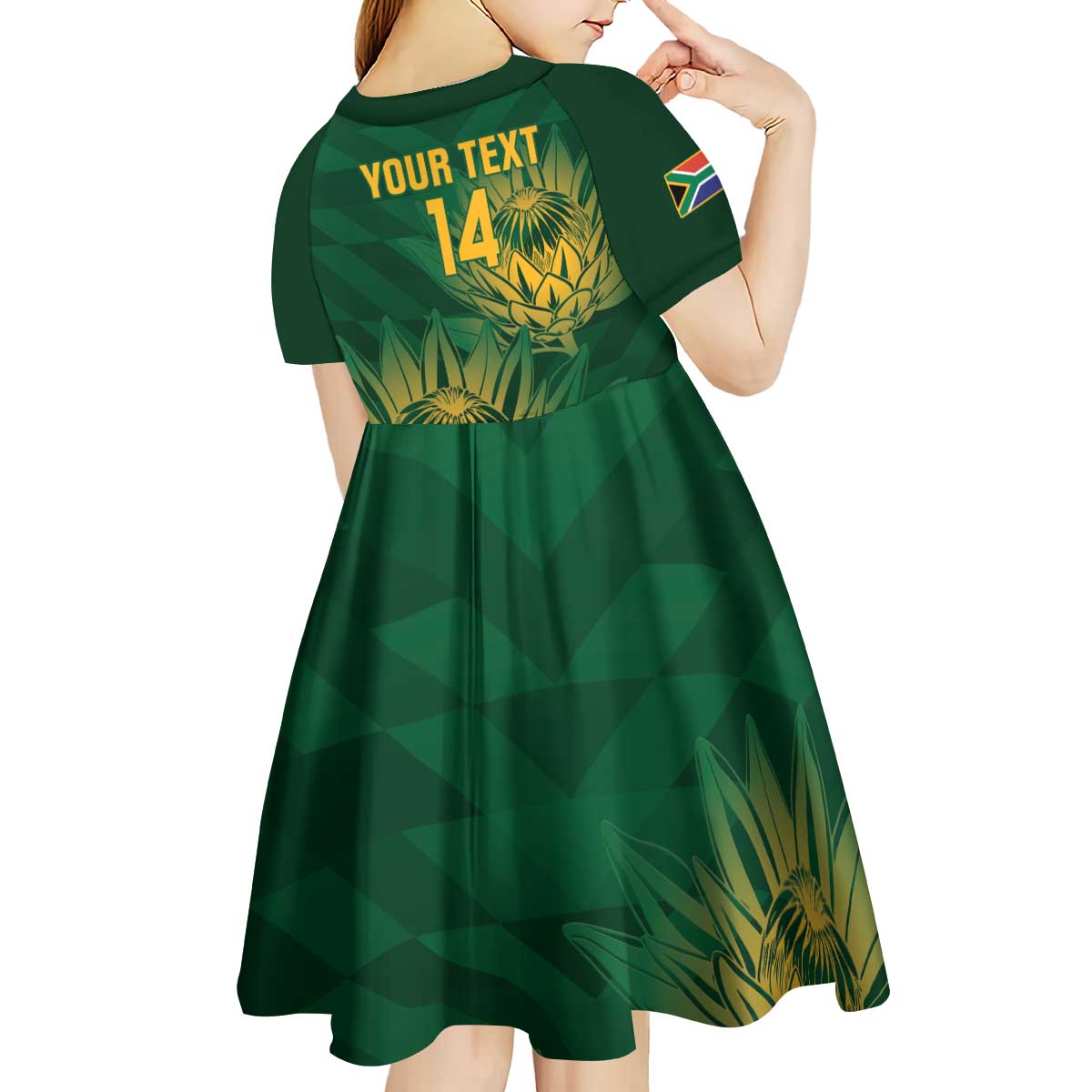 Custom South Africa Cricket Kid Short Sleeve Dress Go Champions Proteas - Vibe Hoodie Shop