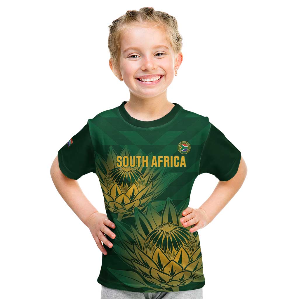 Custom South Africa Cricket Kid T Shirt Go Champions Proteas - Vibe Hoodie Shop