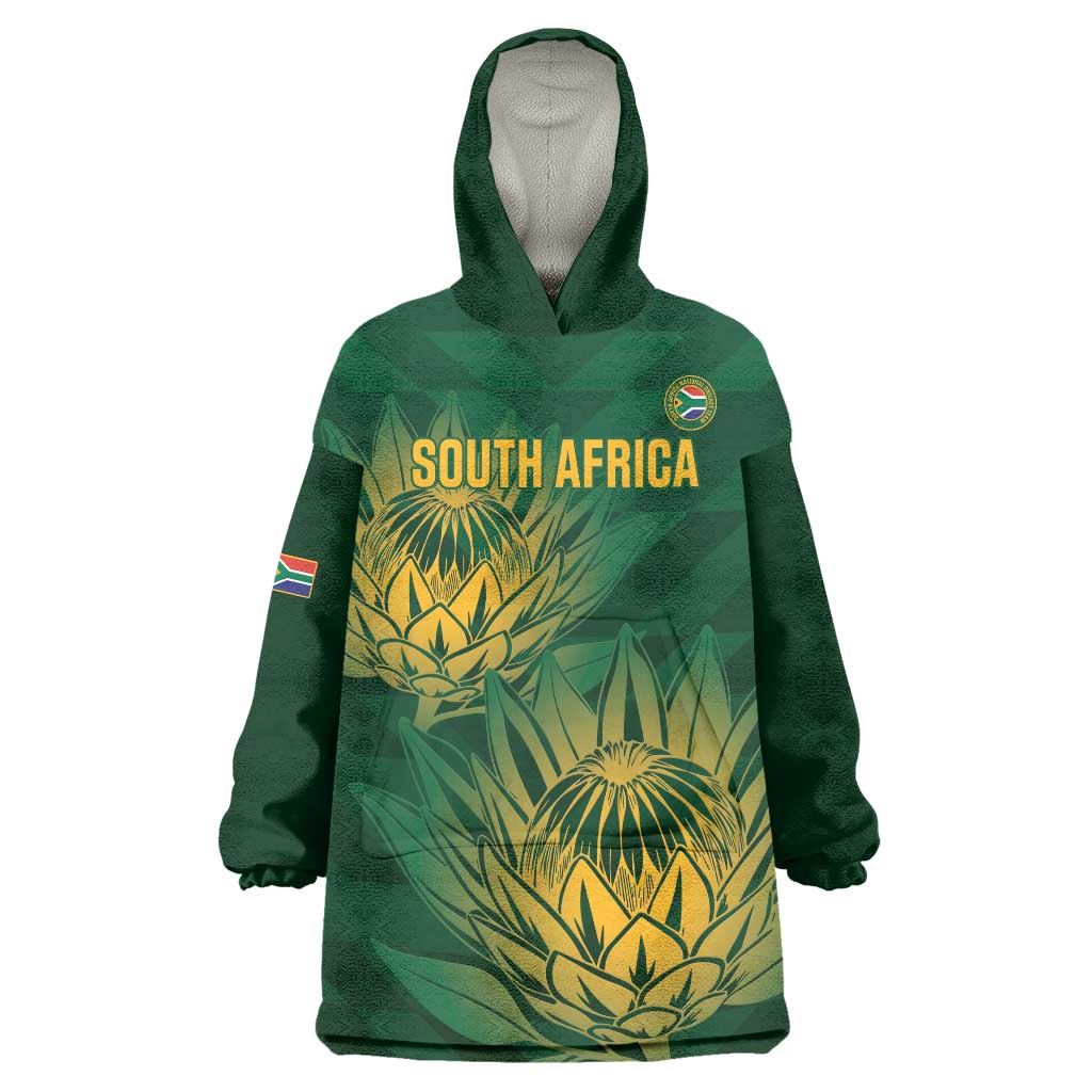 Custom South Africa Cricket Wearable Blanket Hoodie Go Champions Proteas - Vibe Hoodie Shop