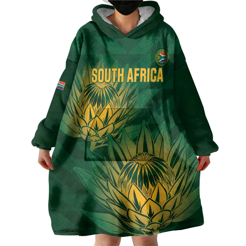 Custom South Africa Cricket Wearable Blanket Hoodie Go Champions Proteas - Vibe Hoodie Shop