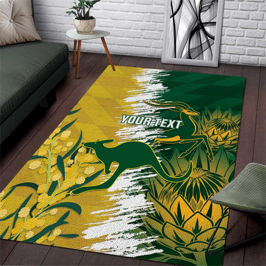 Custom Australia And South Africa Cricket Area Rug Aussies Proteas Together - Vibe Hoodie Shop