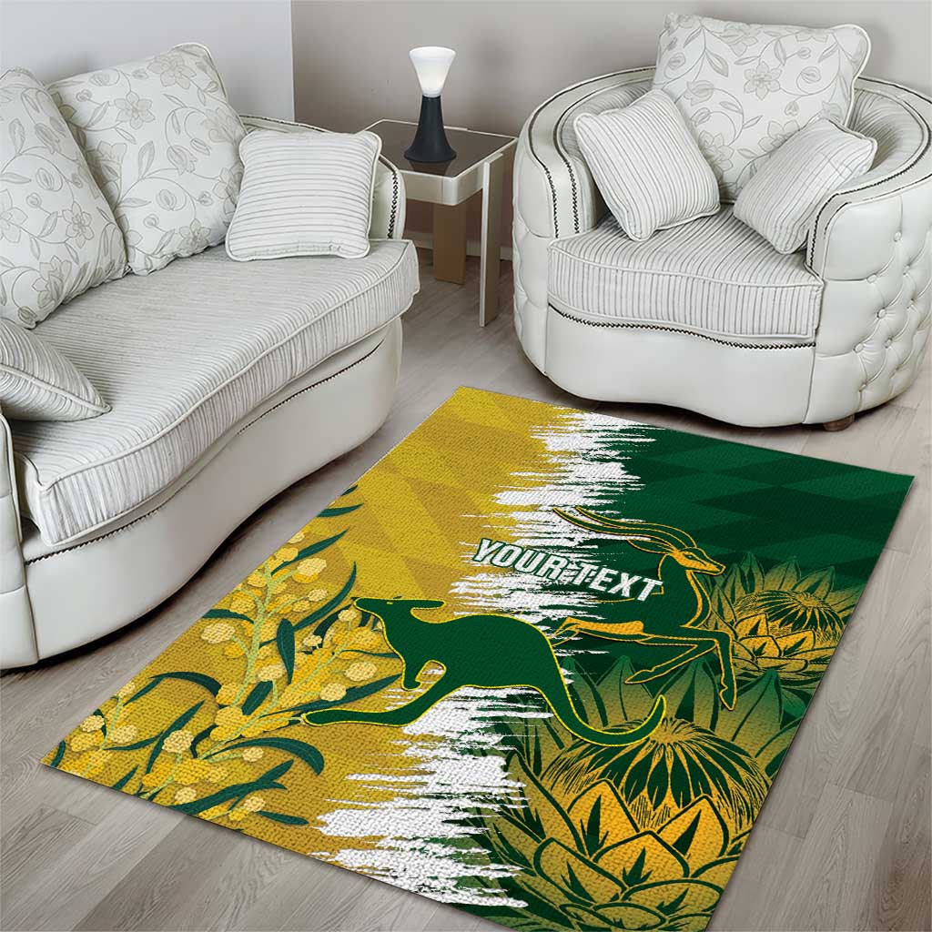 Custom Australia And South Africa Cricket Area Rug Aussies Proteas Together - Vibe Hoodie Shop