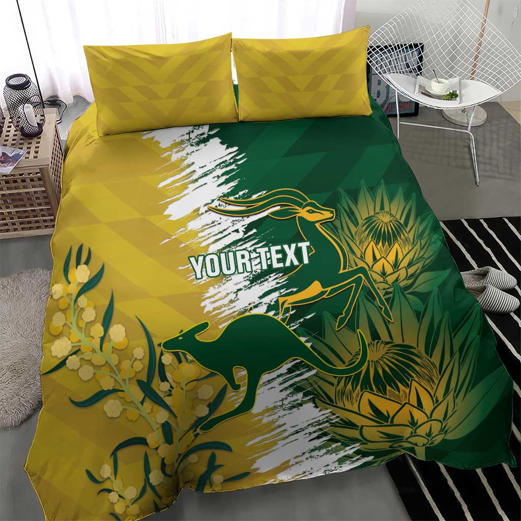 Custom Australia And South Africa Cricket Bedding Set Aussies Proteas Together - Vibe Hoodie Shop