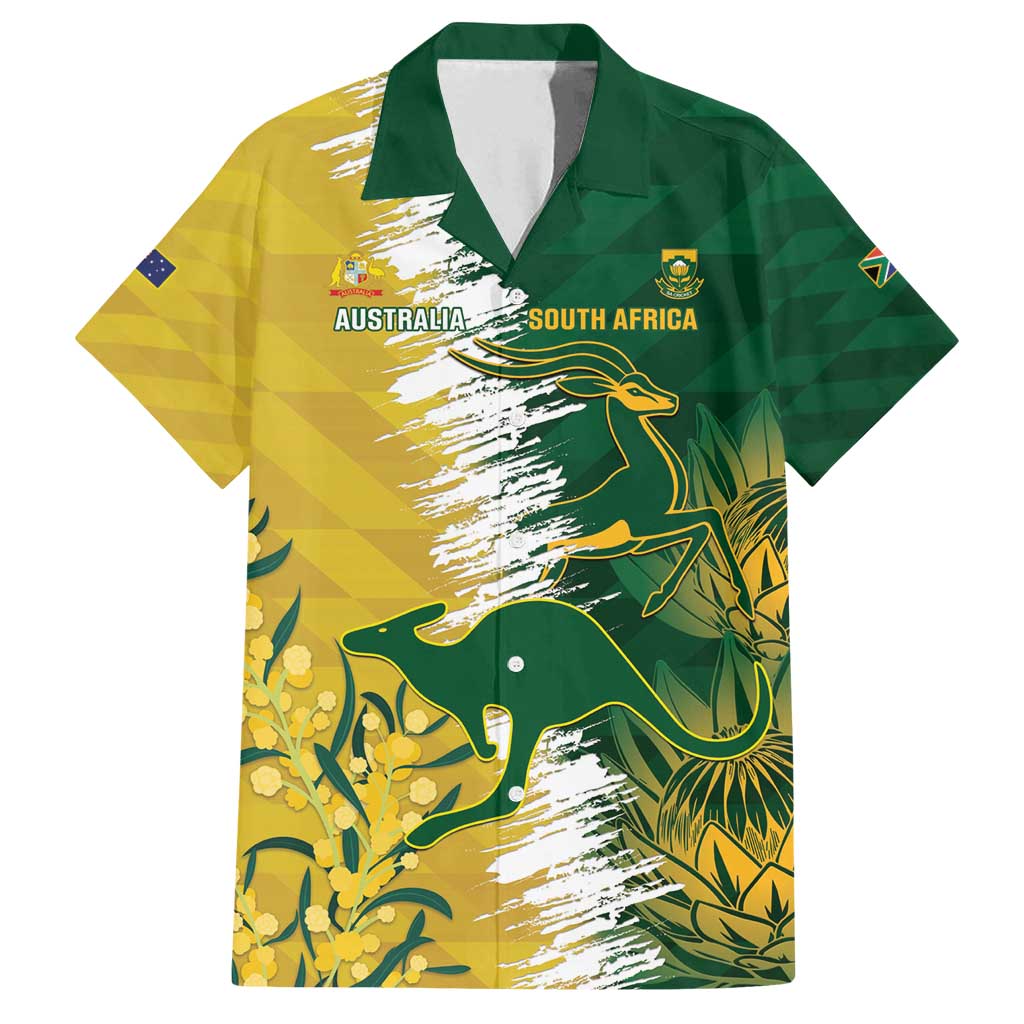 Custom Australia And South Africa Cricket Family Matching Long Sleeve Bodycon Dress and Hawaiian Shirt Aussies Proteas Together