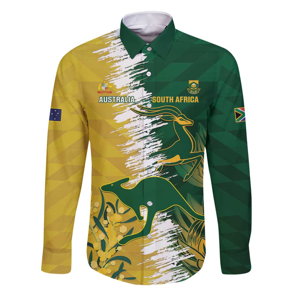 Custom Australia And South Africa Cricket Family Matching Long Sleeve Bodycon Dress and Hawaiian Shirt Aussies Proteas Together