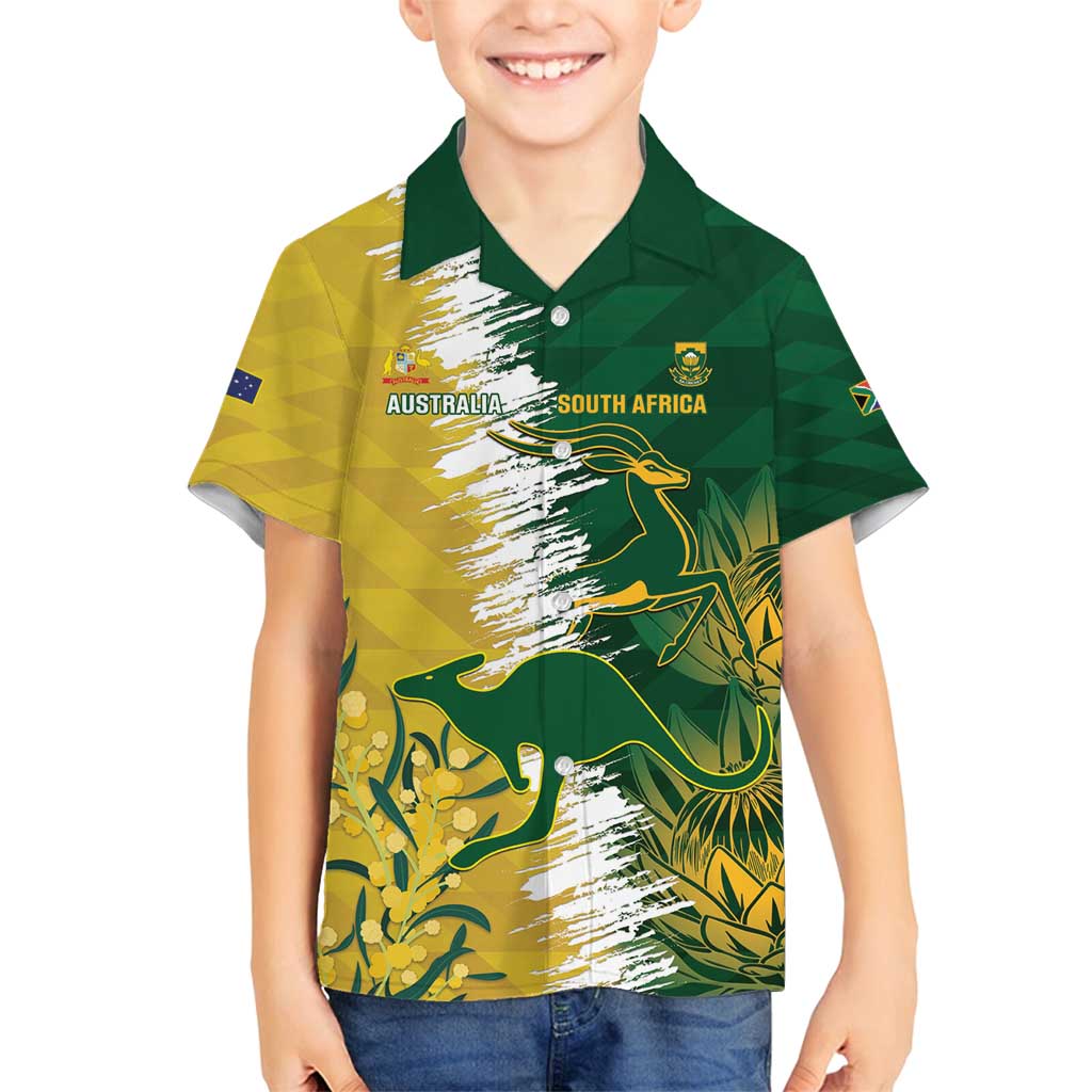 Custom Australia And South Africa Cricket Family Matching Long Sleeve Bodycon Dress and Hawaiian Shirt Aussies Proteas Together