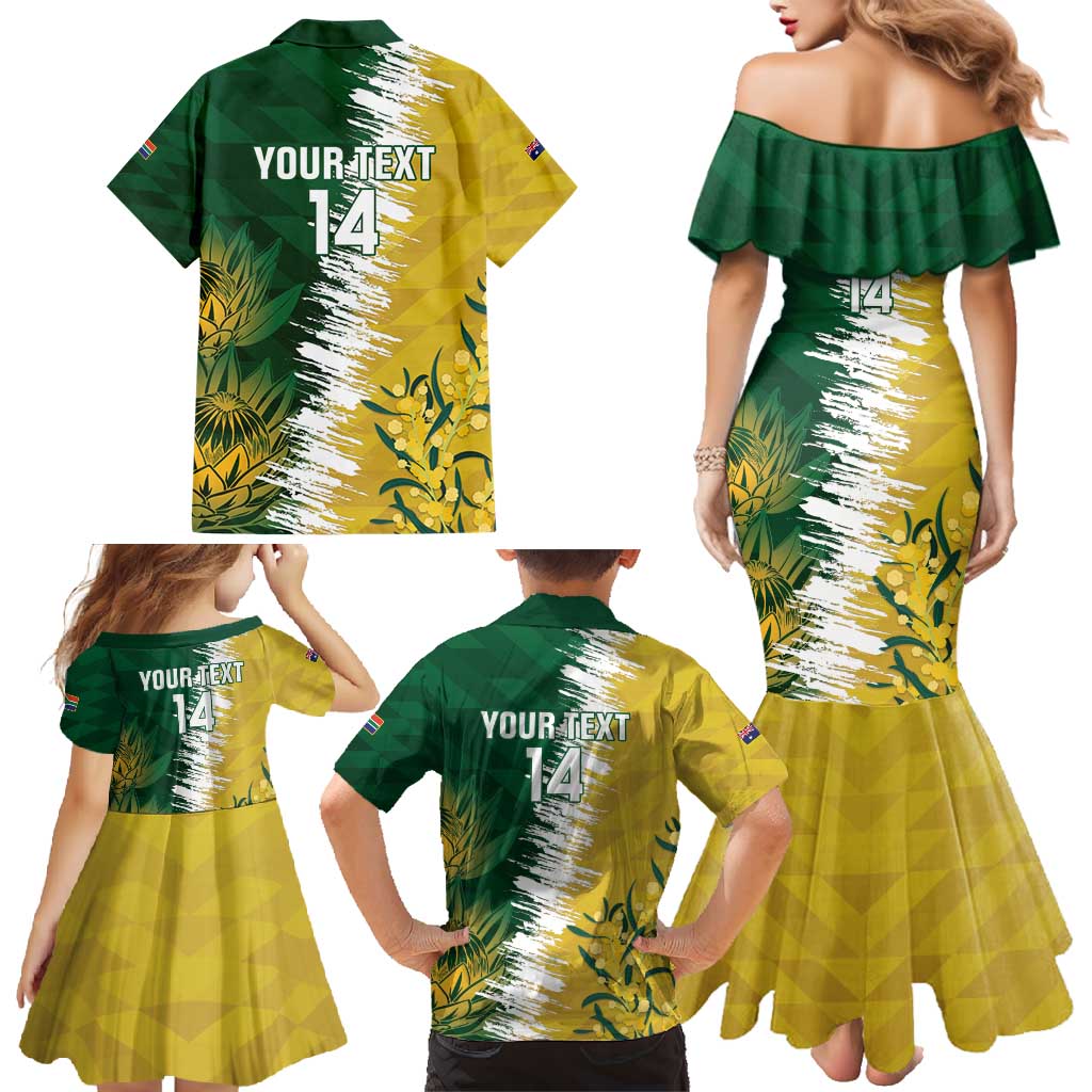 Custom Australia And South Africa Cricket Family Matching Mermaid Dress and Hawaiian Shirt Aussies Proteas Together