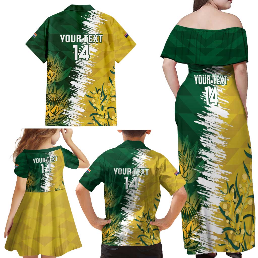 Custom Australia And South Africa Cricket Family Matching Off Shoulder Maxi Dress and Hawaiian Shirt Aussies Proteas Together