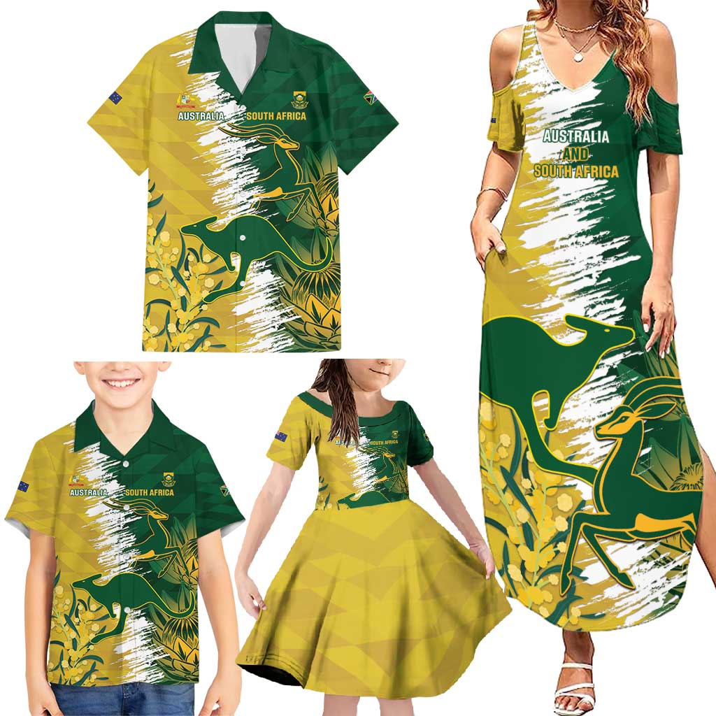 Custom Australia And South Africa Cricket Family Matching Summer Maxi Dress and Hawaiian Shirt Aussies Proteas Together