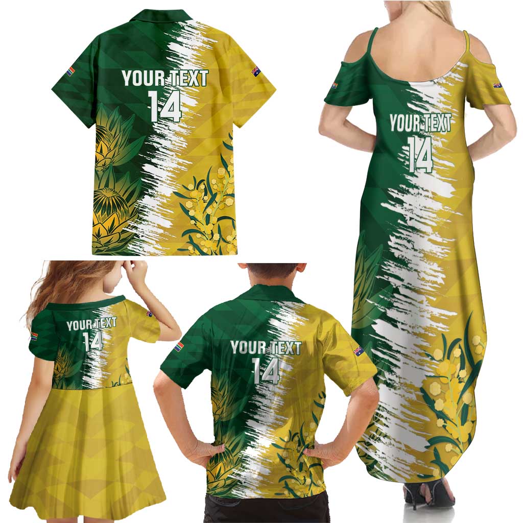 Custom Australia And South Africa Cricket Family Matching Summer Maxi Dress and Hawaiian Shirt Aussies Proteas Together