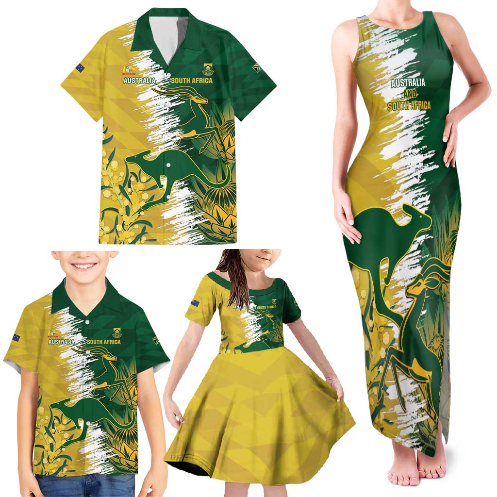 Custom Australia And South Africa Cricket Family Matching Tank Maxi Dress and Hawaiian Shirt Aussies Proteas Together