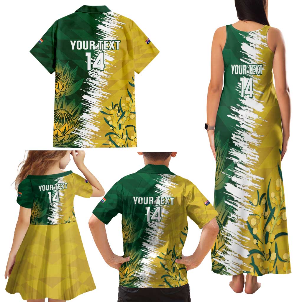 Custom Australia And South Africa Cricket Family Matching Tank Maxi Dress and Hawaiian Shirt Aussies Proteas Together