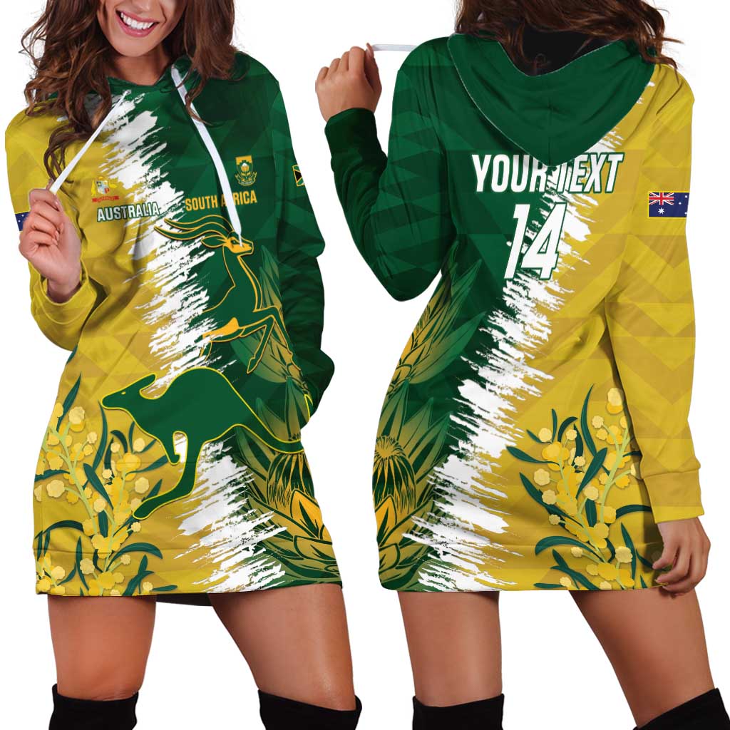 Custom Australia And South Africa Cricket Hoodie Dress Aussies Proteas Together - Vibe Hoodie Shop