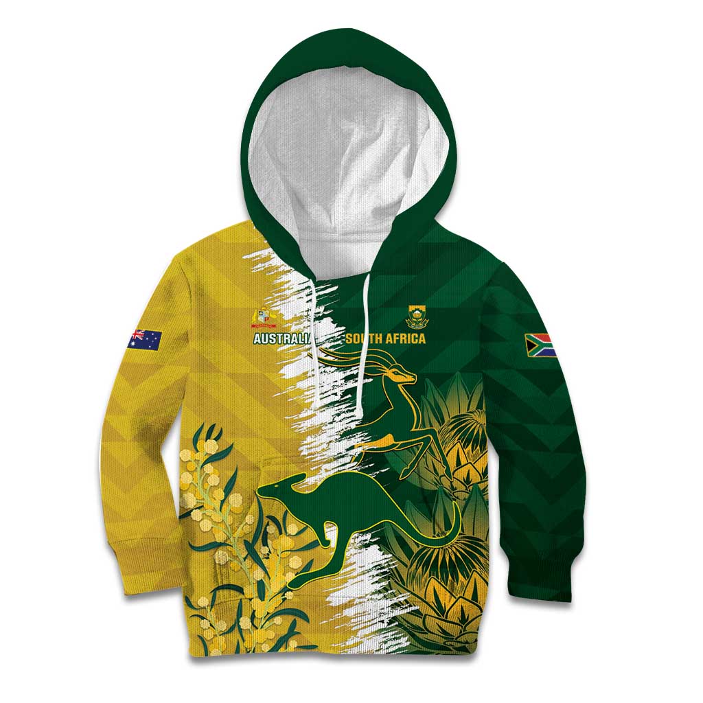 Custom Australia And South Africa Cricket Kid Hoodie Aussies Proteas Together - Vibe Hoodie Shop