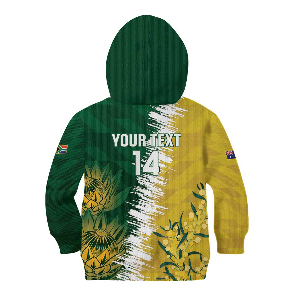 Custom Australia And South Africa Cricket Kid Hoodie Aussies Proteas Together - Vibe Hoodie Shop