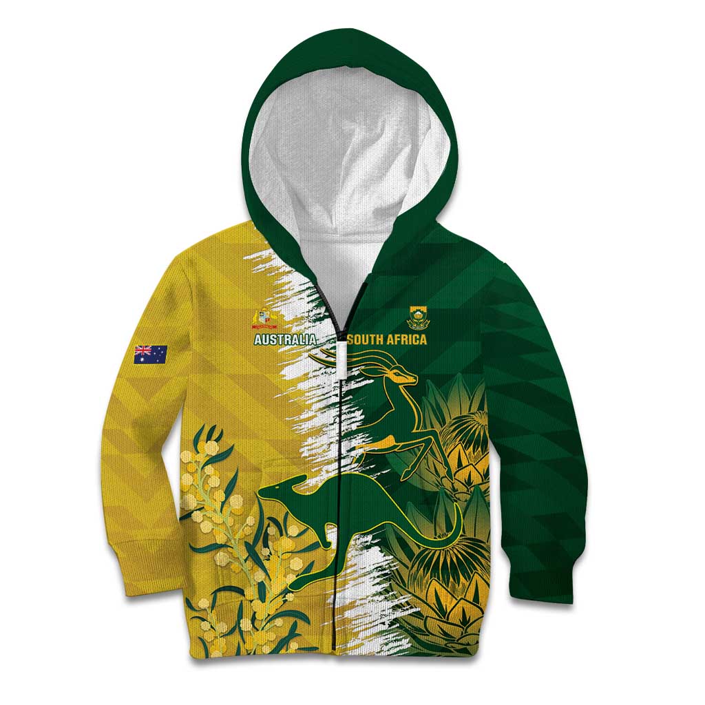 Custom Australia And South Africa Cricket Kid Hoodie Aussies Proteas Together - Vibe Hoodie Shop