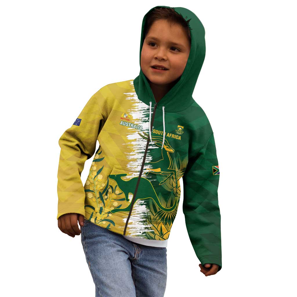 Custom Australia And South Africa Cricket Kid Hoodie Aussies Proteas Together - Vibe Hoodie Shop