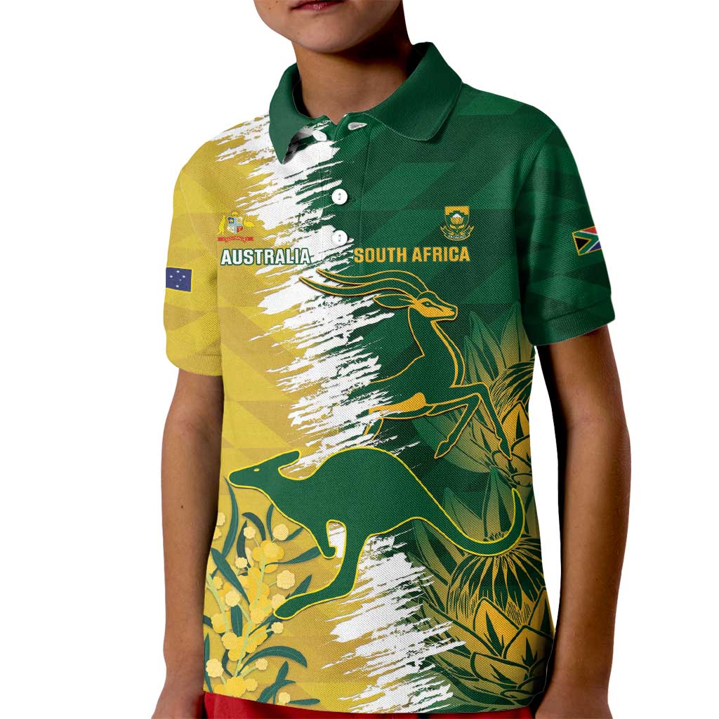 Custom Australia And South Africa Cricket Kid Polo Shirt Aussies Proteas Together - Vibe Hoodie Shop