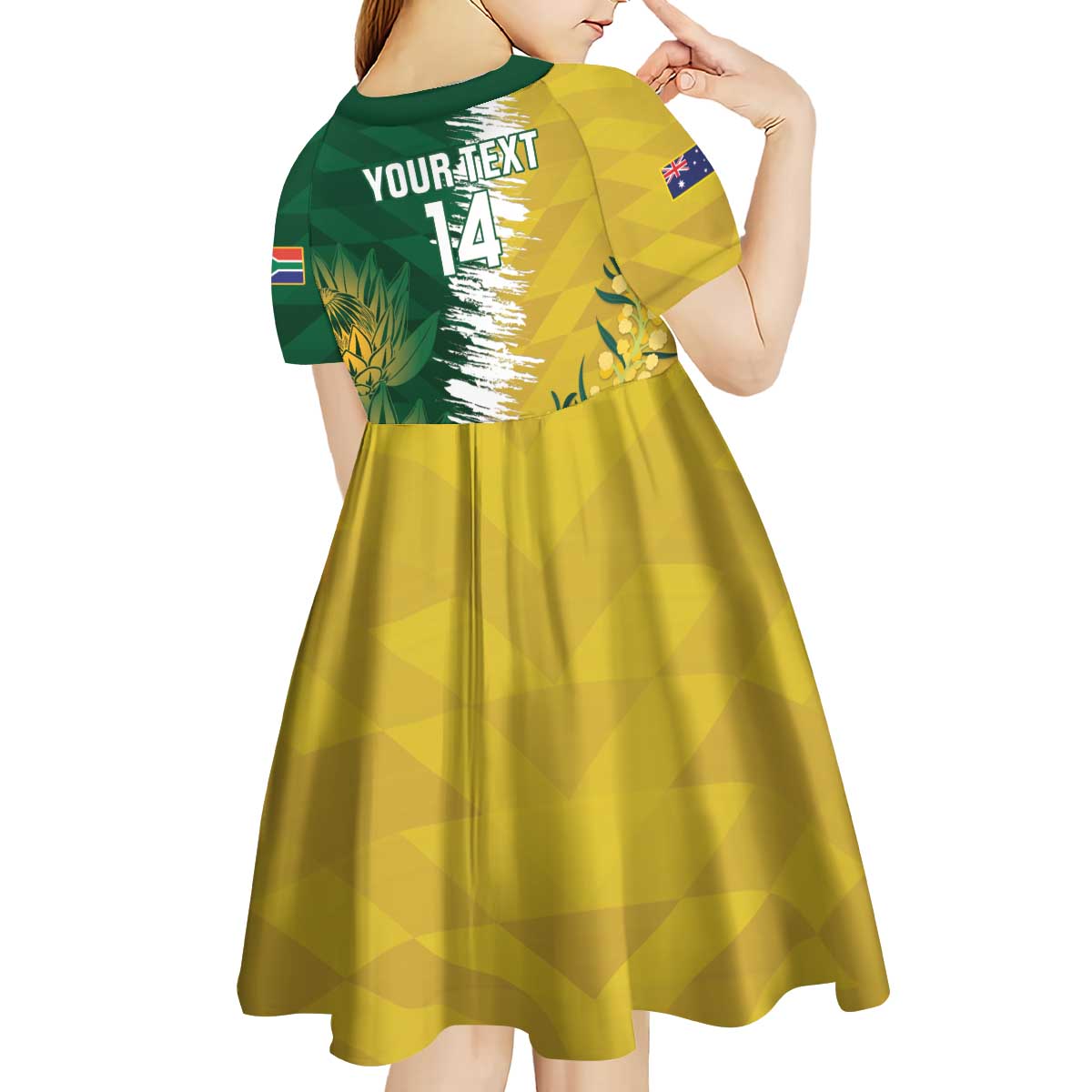 Custom Australia And South Africa Cricket Kid Short Sleeve Dress Aussies Proteas Together - Vibe Hoodie Shop