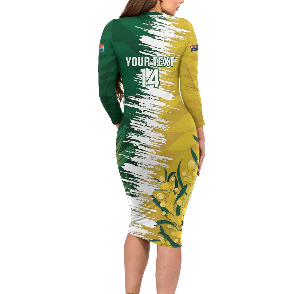 Custom Australia And South Africa Cricket Long Sleeve Bodycon Dress Aussies Proteas Together