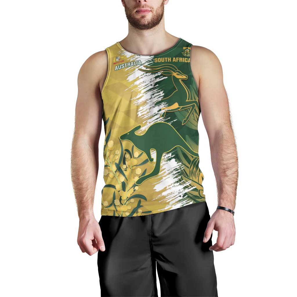 Custom Australia And South Africa Cricket Men Tank Top Aussies Proteas Together - Vibe Hoodie Shop