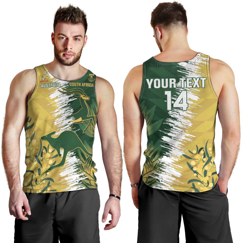 Custom Australia And South Africa Cricket Men Tank Top Aussies Proteas Together - Vibe Hoodie Shop