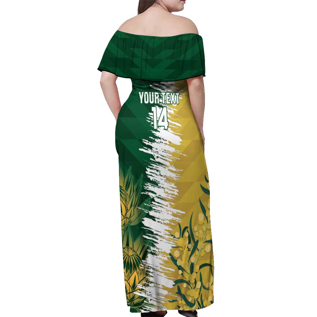 Custom Australia And South Africa Cricket Off Shoulder Maxi Dress Aussies Proteas Together