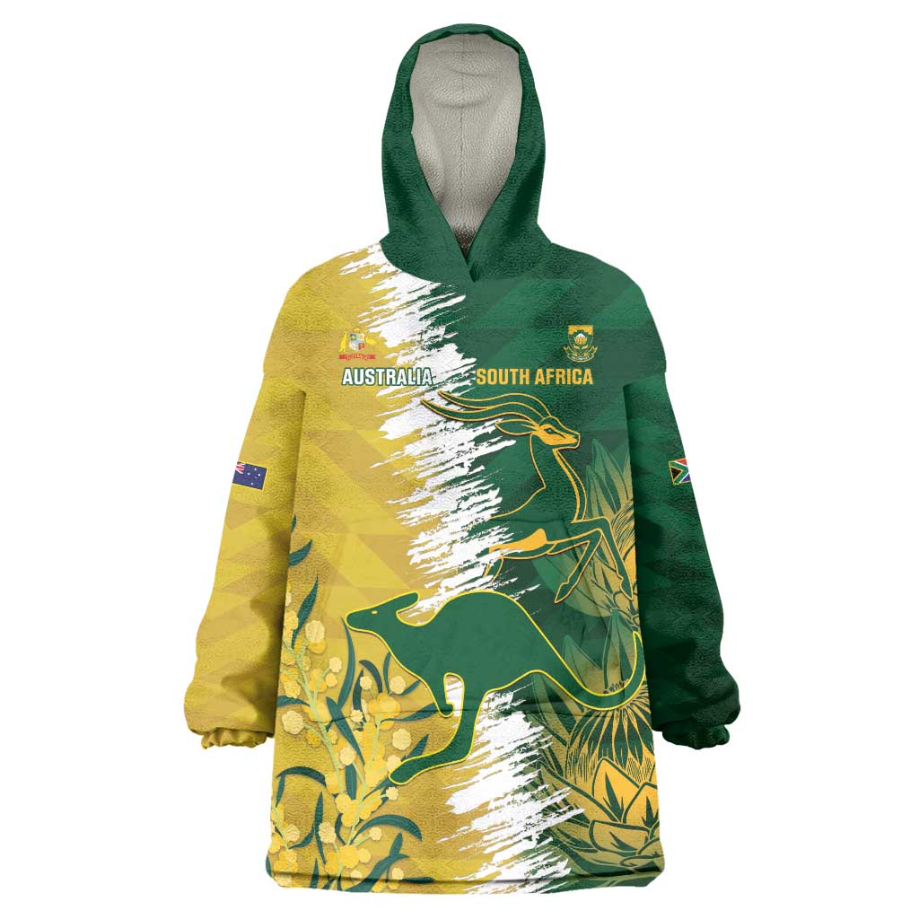 Custom Australia And South Africa Cricket Wearable Blanket Hoodie Aussies Proteas Together - Vibe Hoodie Shop